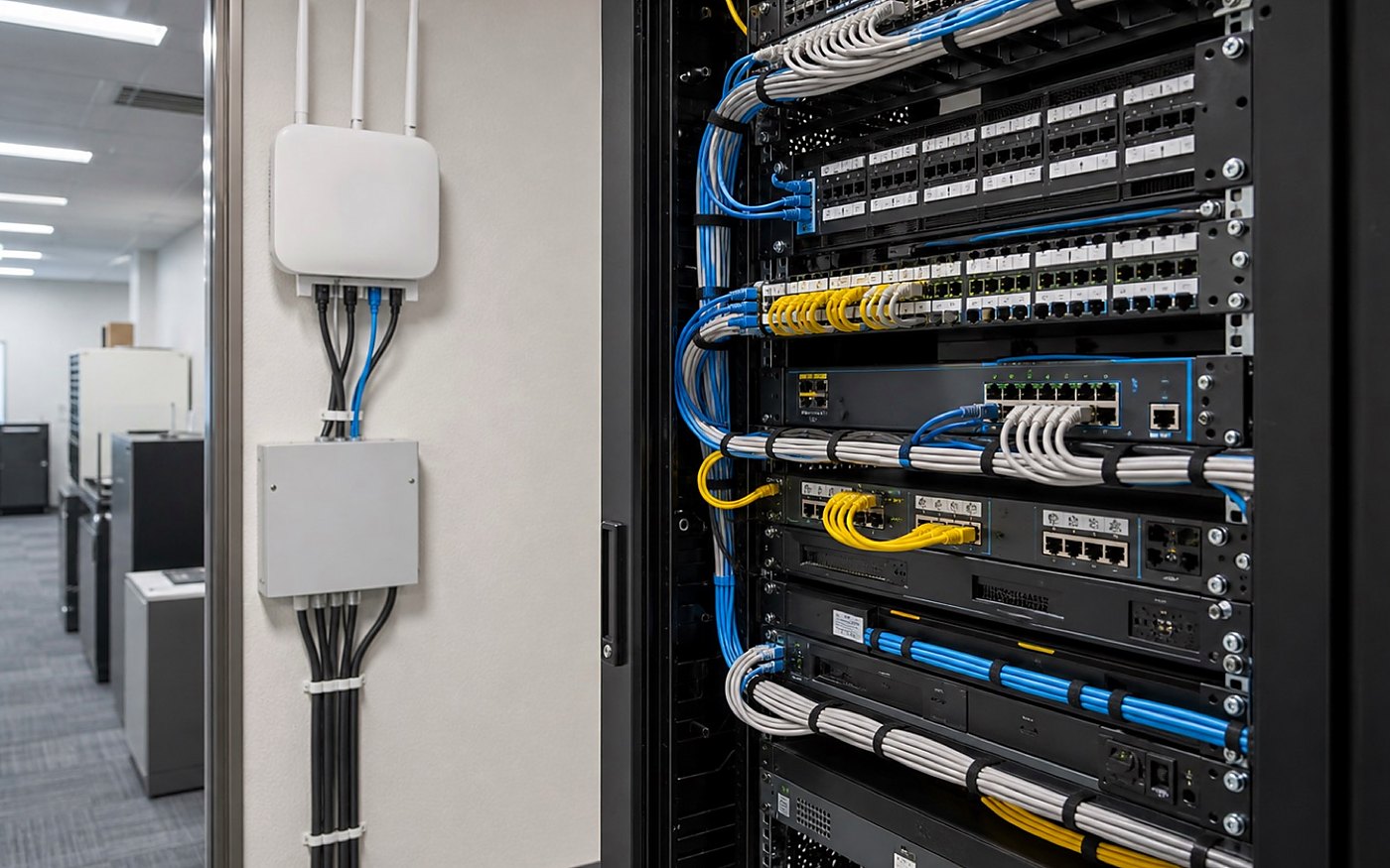 社内ネットワーク機器と情シス支援の確認風景